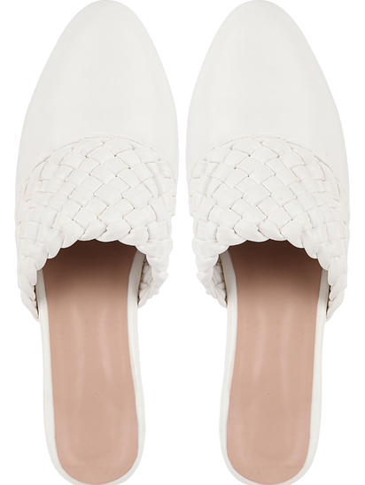 Braided Leather II TWP White Mules