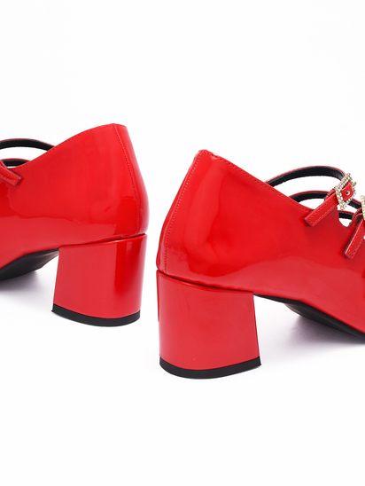 Blair Red Patent Mary Jane Block Heels