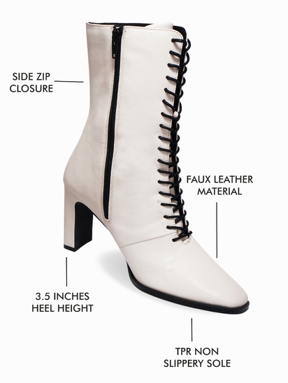 Sylvie White Lace Up Boots