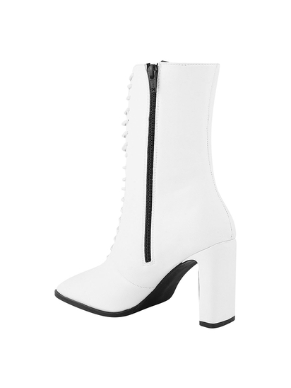 Sylvie White Lace Up Boots