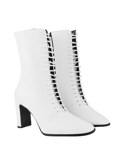 Sylvie White Lace Up Boots