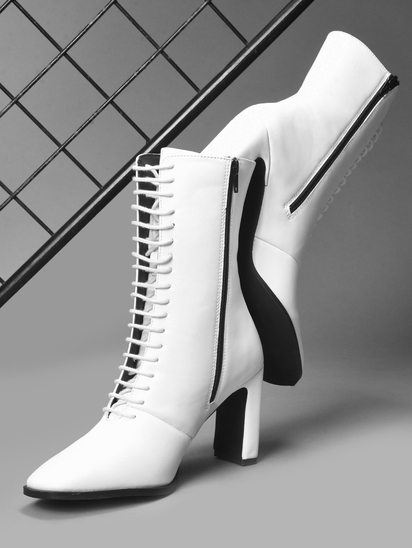 Sylvie White Lace Up Boots