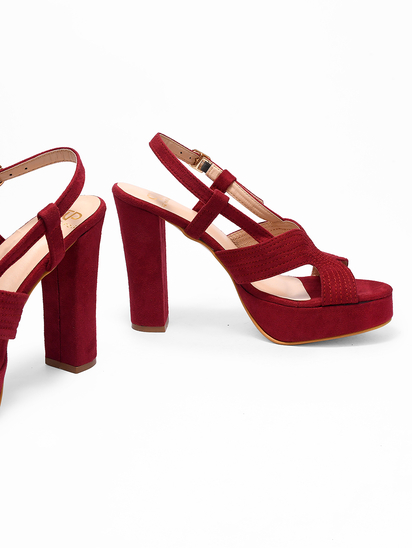 Strap Soiree || TWP Maroon Block Heel