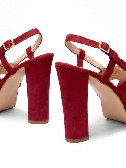 Strap Soiree || TWP Maroon Block Heel