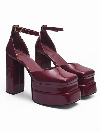 Serena II TWP Maroon Block Heels