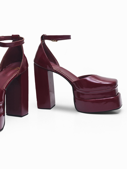 Serena II TWP Maroon Block Heels