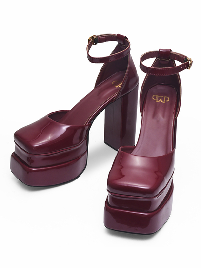 Serena II TWP Maroon Block Heels