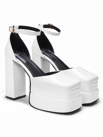 Serena II TWP White Block Heels