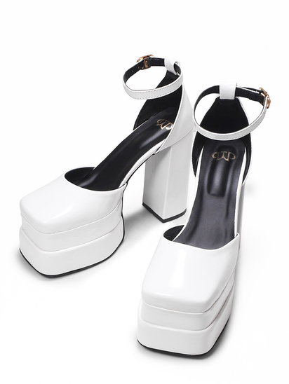 Serena II TWP White Block Heels