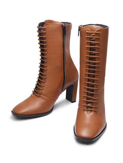 Sylvie Tan Lace Up Boots