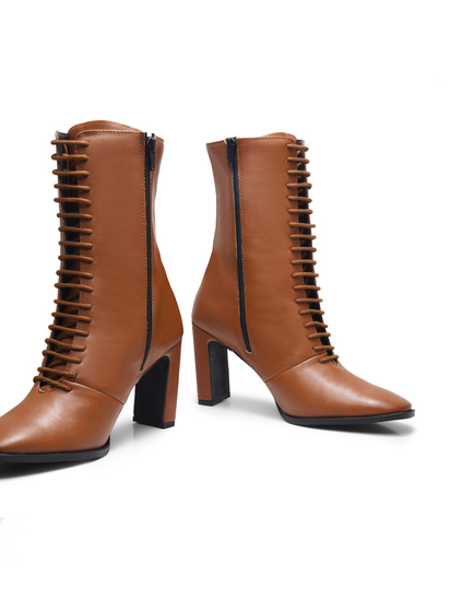 Sylvie Tan Lace Up Boots