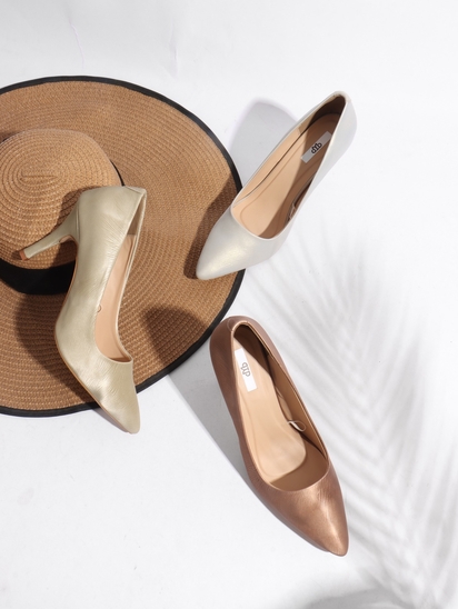 Silver Palm Luxe Textured Heels