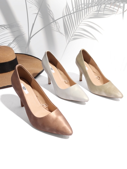 Silver Palm Luxe Textured Heels
