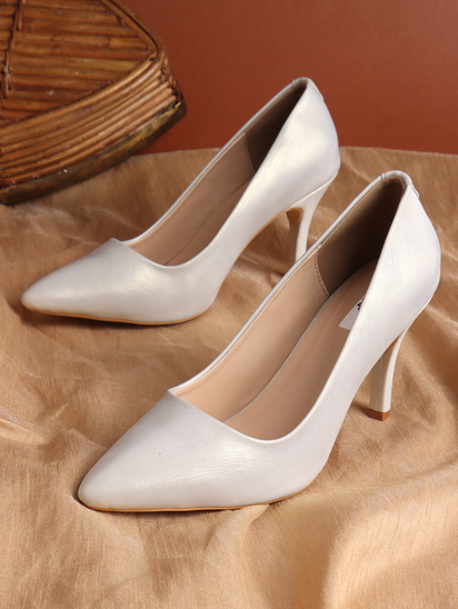 Silver Palm Luxe Textured Heels