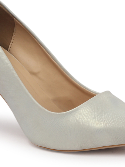 Silver Palm Luxe Textured Heels