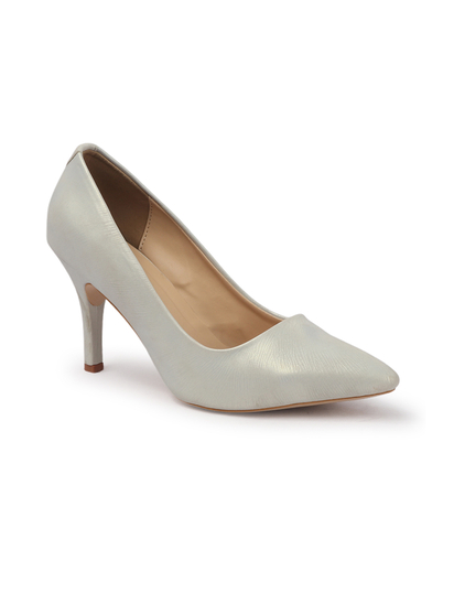 Silver Palm Luxe Textured Heels