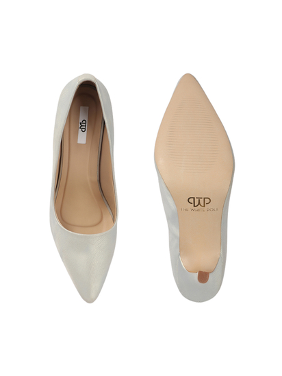 Silver Palm Luxe Textured Heels