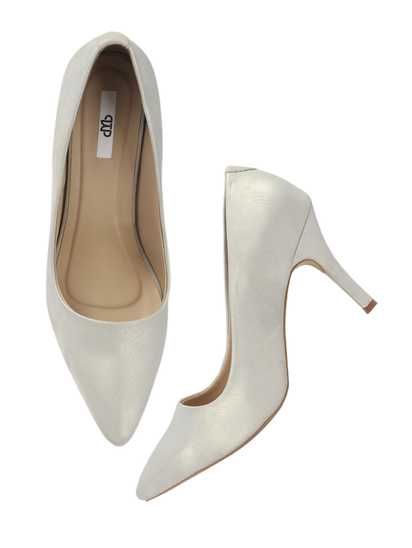 Silver Palm Luxe Textured Heels