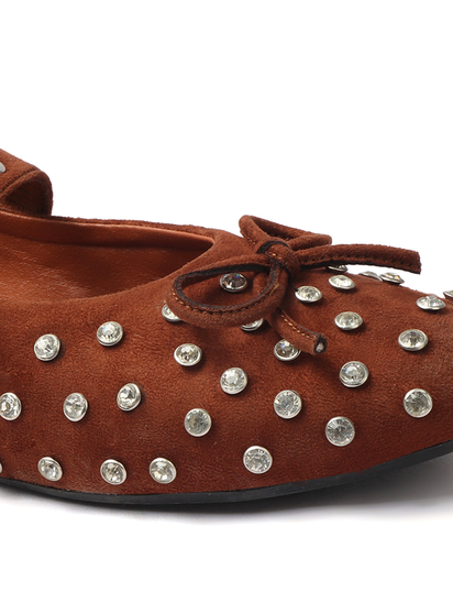 Brown mary jane with studded embellshments flat Bellies