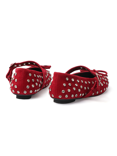 Maroon mary jane with studded embellshments flat Bellies
