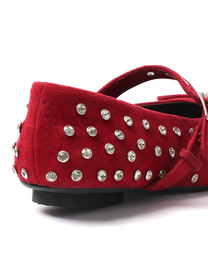 Maroon mary jane with studded embellshments flat Bellies