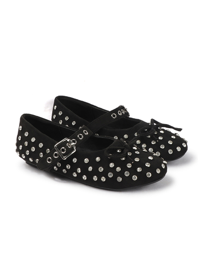 Black mary jane with studded embellshments flat Bellies