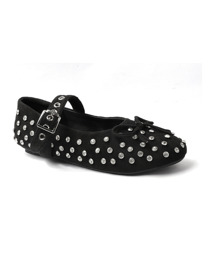 Black mary jane with studded embellshments flat Bellies