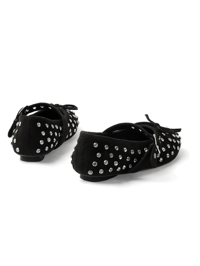 Black mary jane with studded embellshments flat Bellies