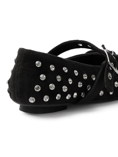 Black mary jane with studded embellshments flat Bellies