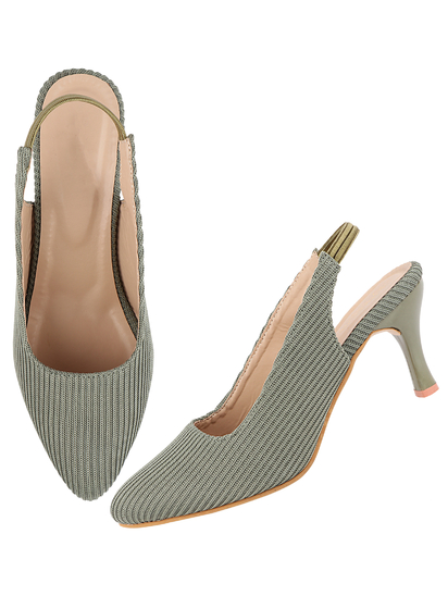 Fabric Me Ankle Strap Green Heels