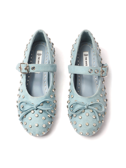 Skyblue mary jane with studded embellshments flat Bellies