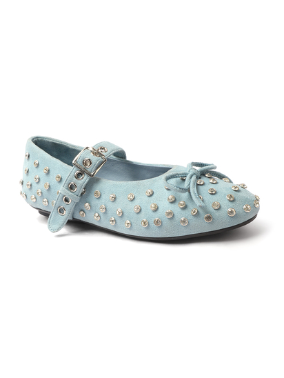 Skyblue mary jane with studded embellshments flat Bellies