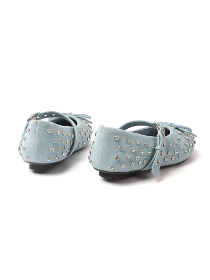 Skyblue mary jane with studded embellshments flat Bellies