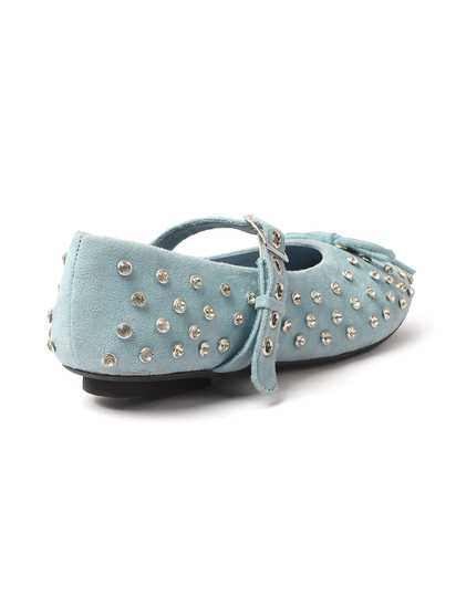 Skyblue mary jane with studded embellshments flat Bellies
