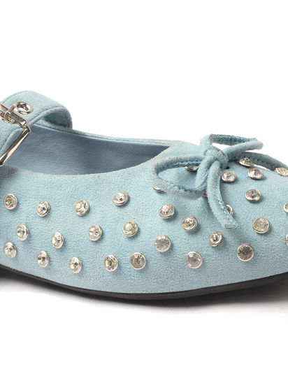 Skyblue mary jane with studded embellshments flat Bellies