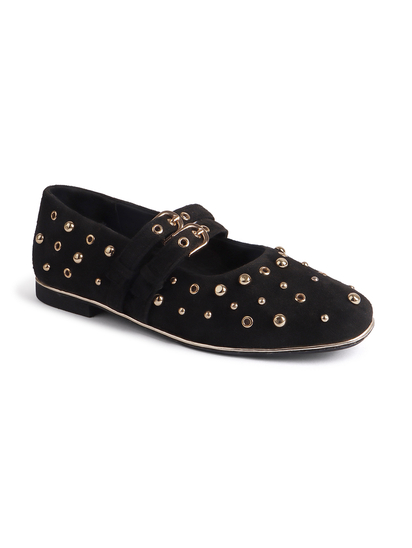 Black mary jane with golden rivets flat Bellies