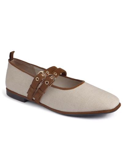 Jute mary janes with double straps brown flat Bellies