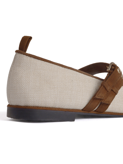 Jute mary janes with double straps brown flat Bellies