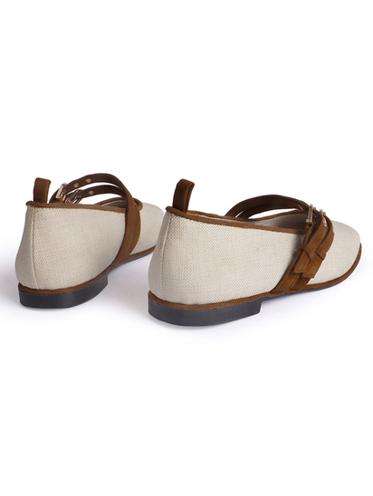 Jute mary janes with double straps brown flat Bellies