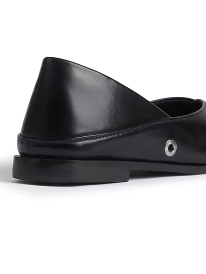 Black pointed flats with grommets