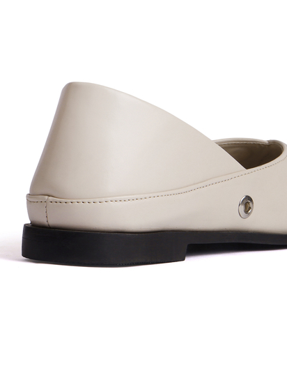 Cream pointed flats with grommets