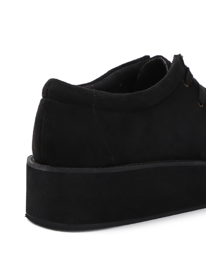 Black suede platform loafer shoes