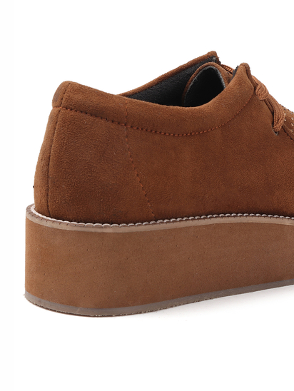Brown suede platform loafer shoes