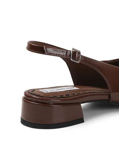 Pointed Toe Slingback Brown Block Heel mules