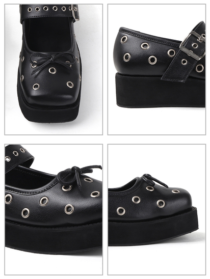 Studded Platform Mary Jane in Black