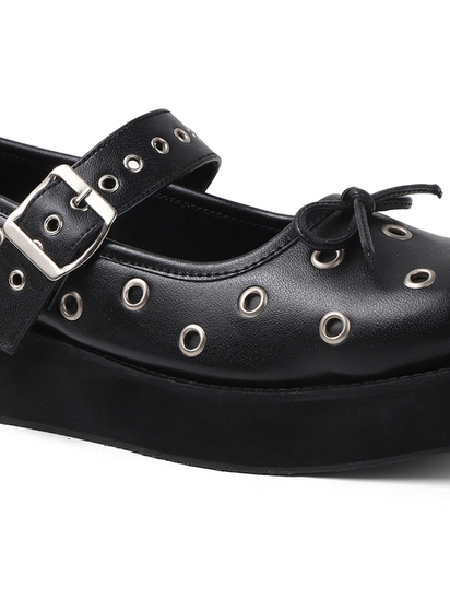 Studded Platform Mary Jane in Black