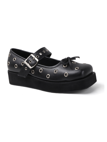 Studded Platform Mary Jane in Black