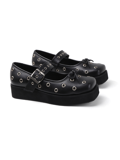 Studded Platform Mary Jane in Black