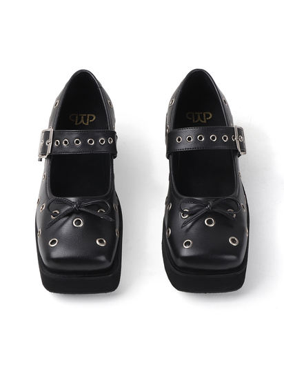 Studded Platform Mary Jane in Black