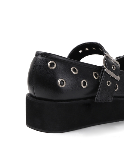 Studded Platform Mary Jane in Black